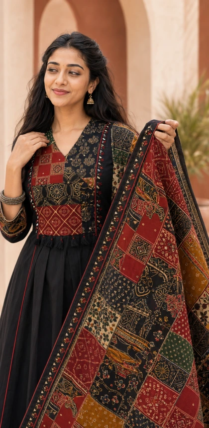 Black 3 Piece Chudithar Set