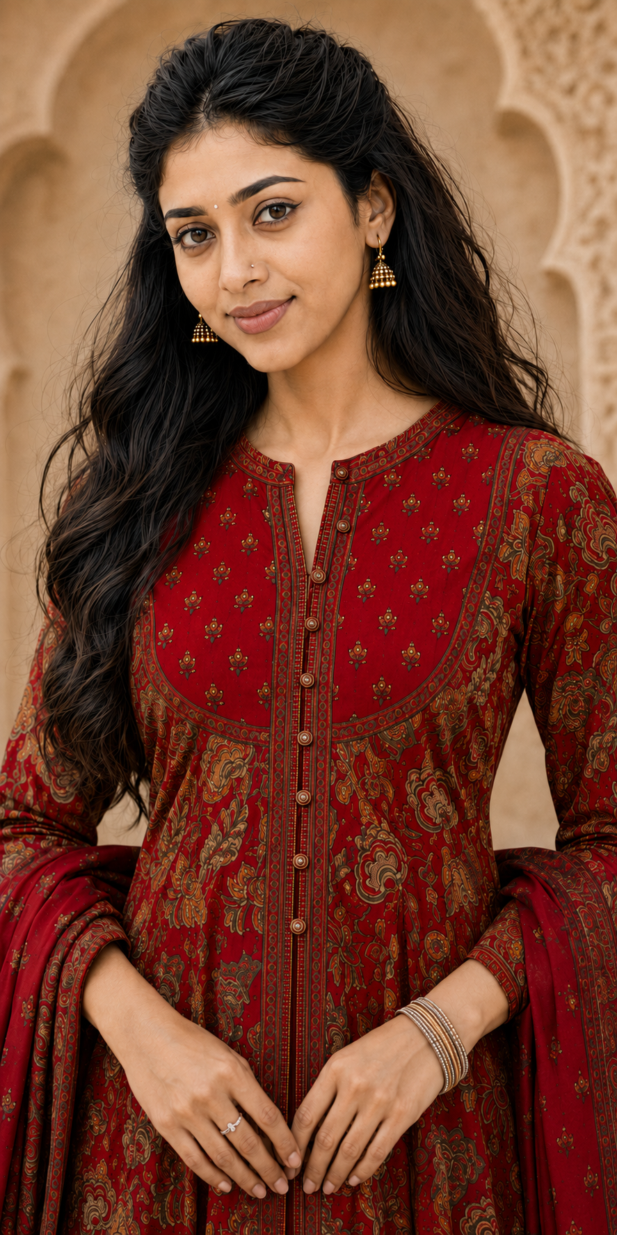 Nayra Red Sequin Chudithar Set